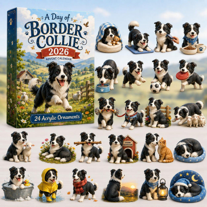 2026 Grassland Running Sheepdog Blind Box - 24-Day Festive Countdown, Acrylic Charms Blind Box - Gift For Dog Lovers