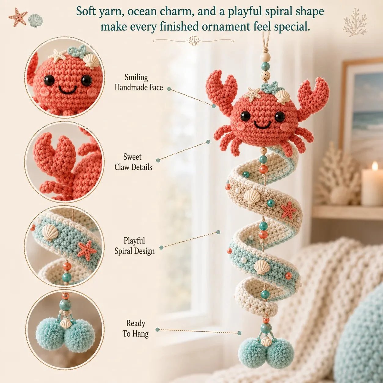 🌊 Marine Animal Themed Spiral Crochet Hanging Kit for Beginners | Complete Kit with All Tools & Step‑by‑Step Guide Included 💕