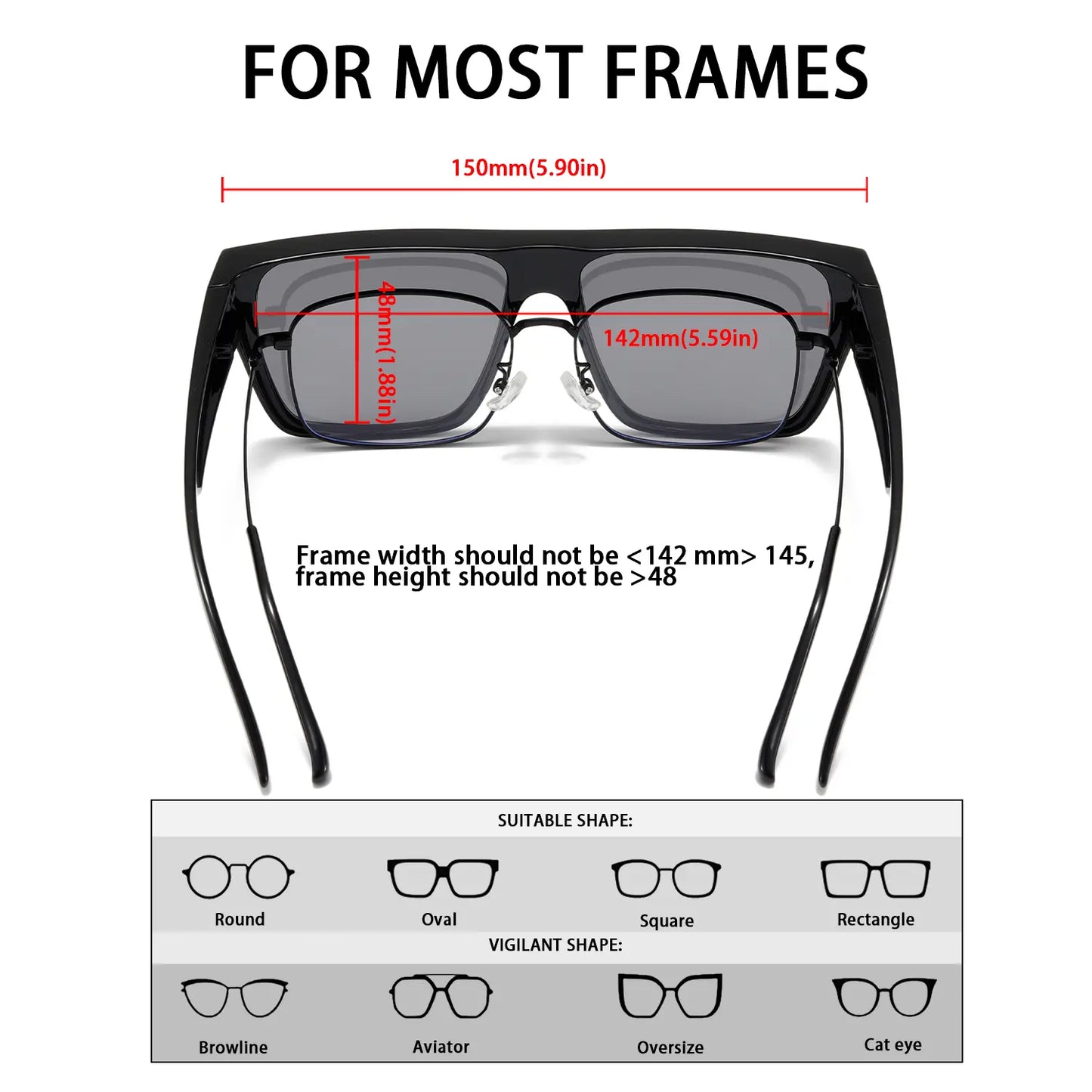 TyiiPlus Fit Over Sunglasses, Polarized Oversized Square Shades with UV400 Protection