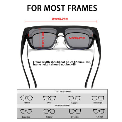 TyiiPlus Fit Over Sunglasses, Polarized Oversized Square Shades with UV400 Protection