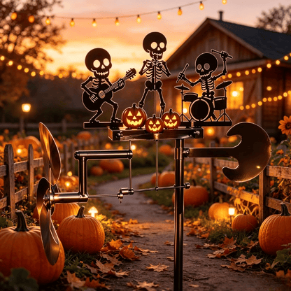 🎃Halloween Skeleton Metal Drummer Kinetic Wind Spinner