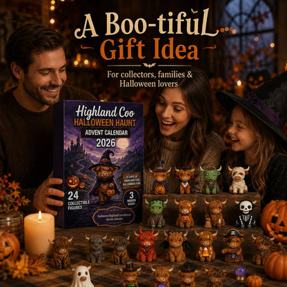 🎃 Highland Coo Halloween Advent Calendar 2026 – 27 Cute Collectible Figures Countdown Set