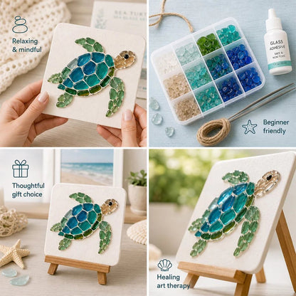 🐋🌊 DIY Sea Glass Mosaic Art Kit – Create Beautiful Ocean-Inspired Artwork with Colorful Glass Pieces
