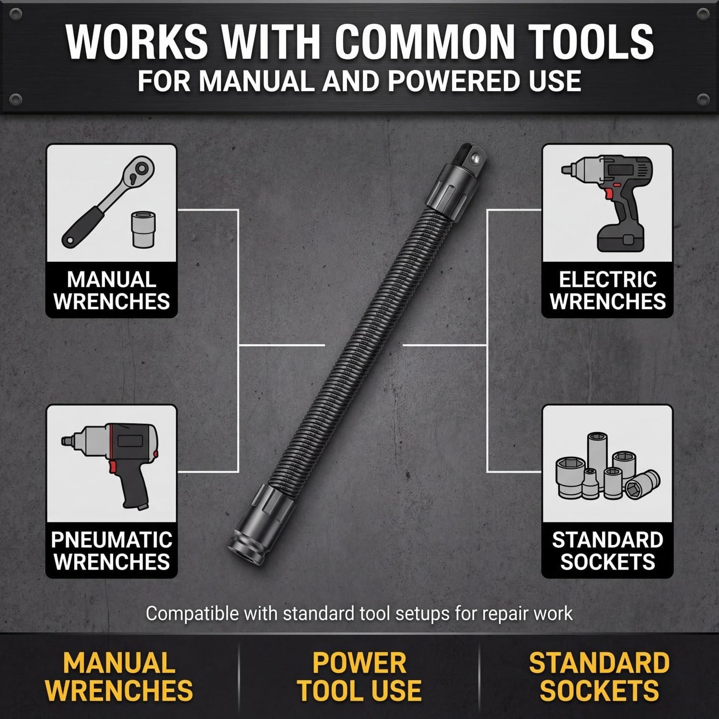 1/2" Drive Flexible Socket Extension Bar & Universal Joint Set