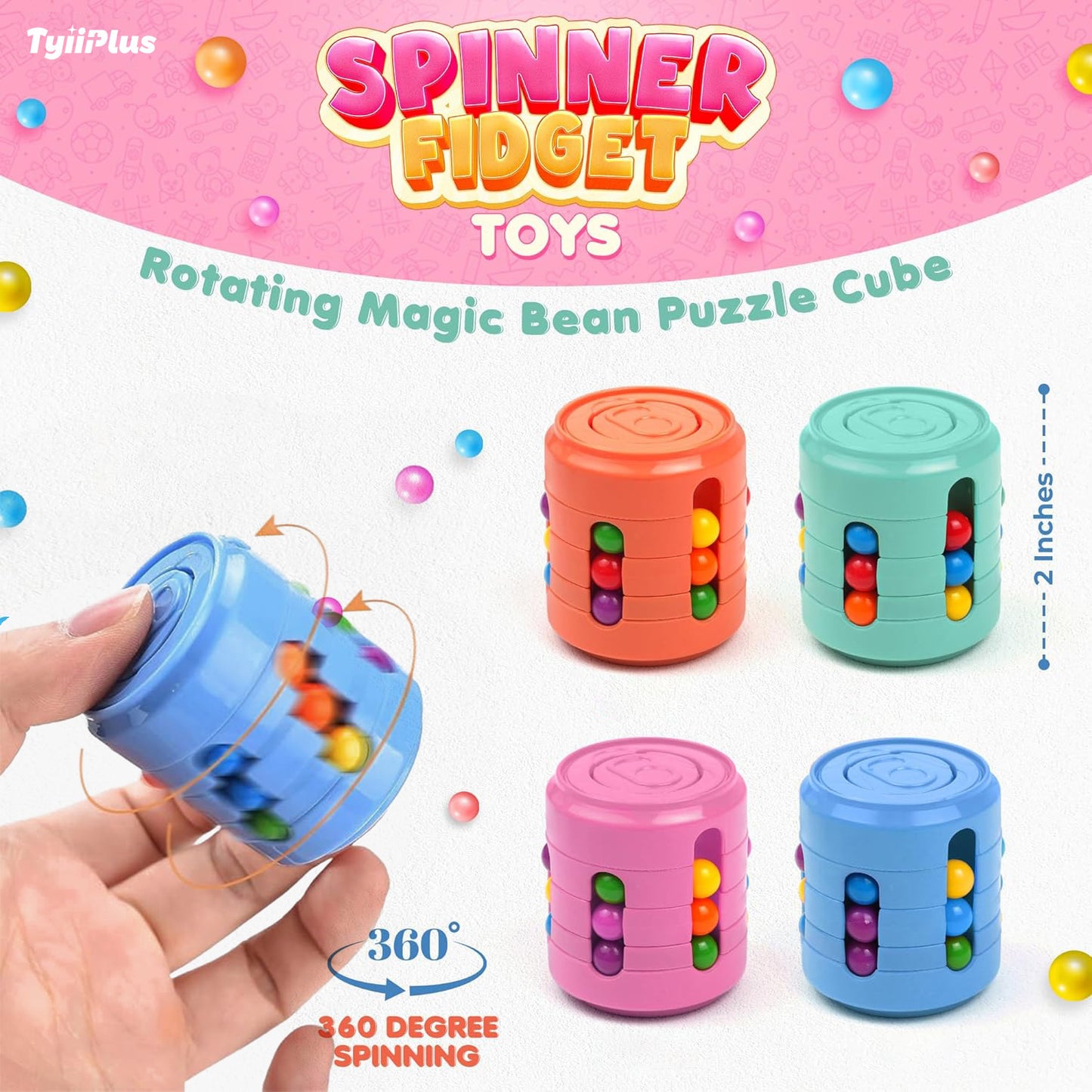 Rotating Magic Bean Puzzle Cube – Multicolour Fun for Kids & Adults