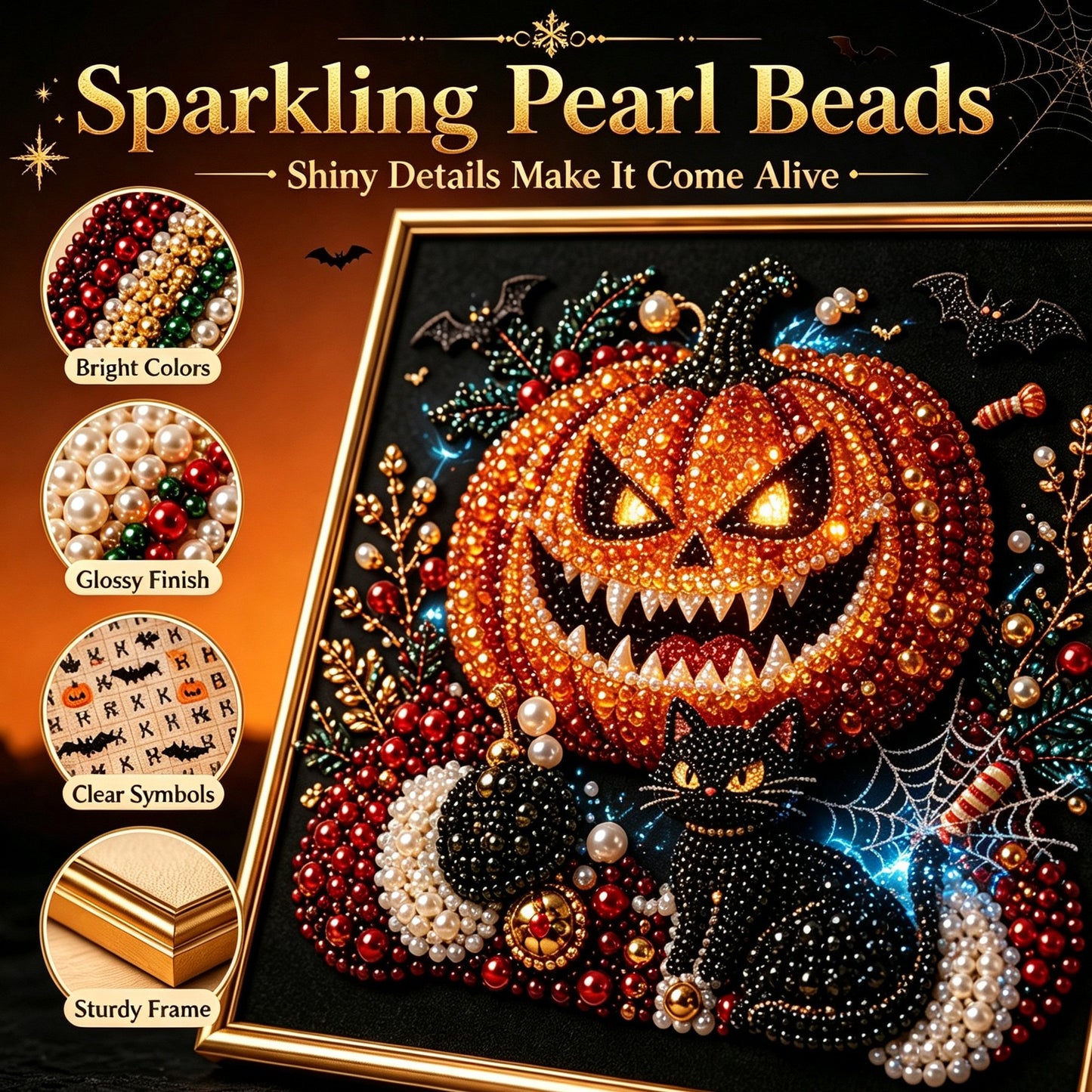 🖤 Premium 3D Pearl Dark Gothic Diamond Painting Art Kit | Luxury Flocked Canvas with Scratch-Resistant Non-Fading Pearl Beads DIY Dark Academia Decor 💀🕯️✨