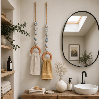 ✨Decorative Beaded Towel Hanger with Wooden Ring