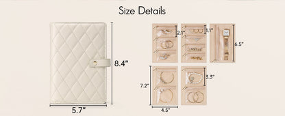 Travel Jewelry Notebook Organizer – Premium PU Leather Case with 5 Removable Velvet Storage Pages
