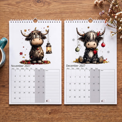 2027 Cute Highland Cow Wall Calendar 🐮 | Life Is Better With A Highland Cow ✨