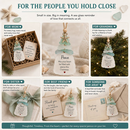 🌊Ocean Blessings™ Sea Glass Christmas Ornaments – Peace, Love, Joy, Faith, Family, Friends & Hope