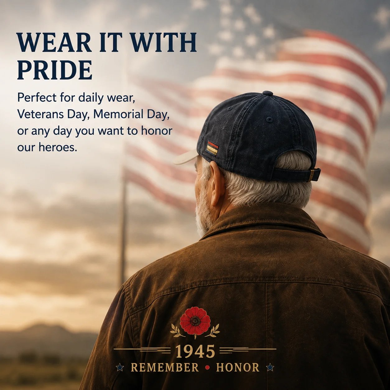 The Greatest Generation 1945 Memorial Poppy Cap – Remember & Honour