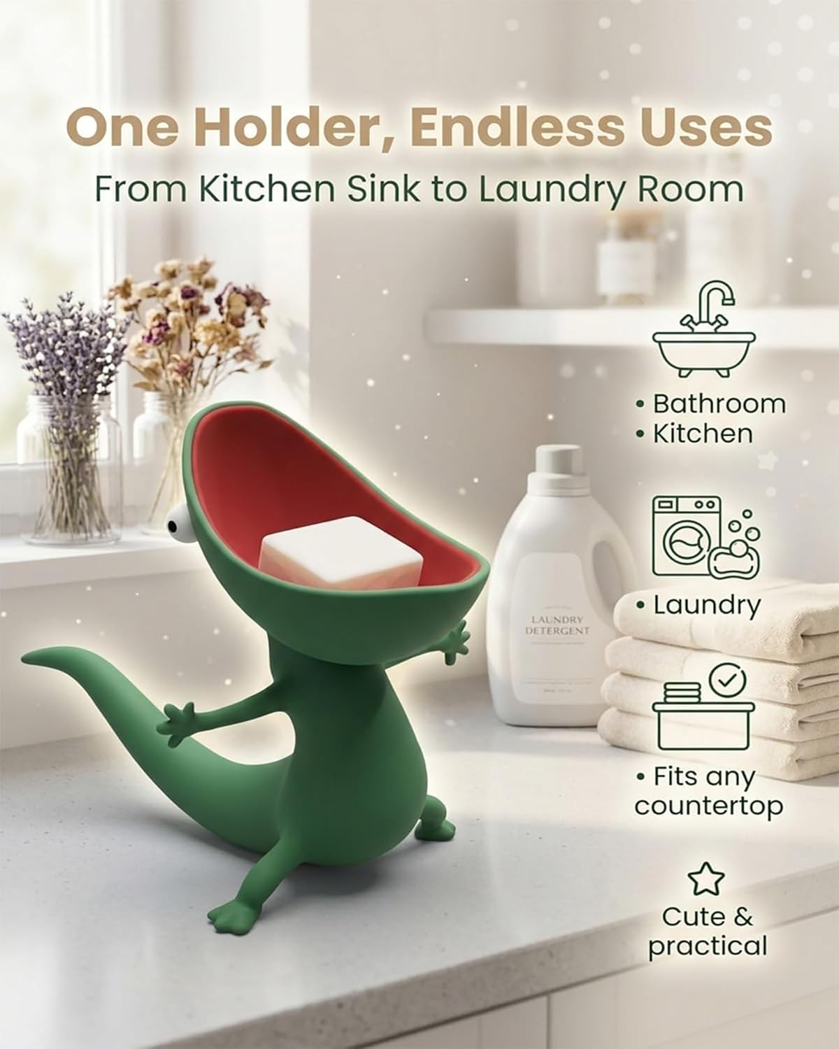 🦎 Funny Cartoon Lizard Soap Holder