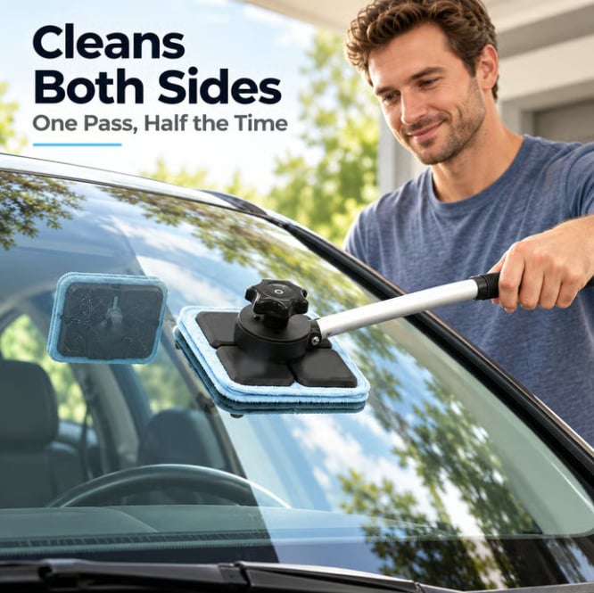 Dual Magnetic Car Windshield Cleaner | Streak-Free Auto Glass Cleaning Kit