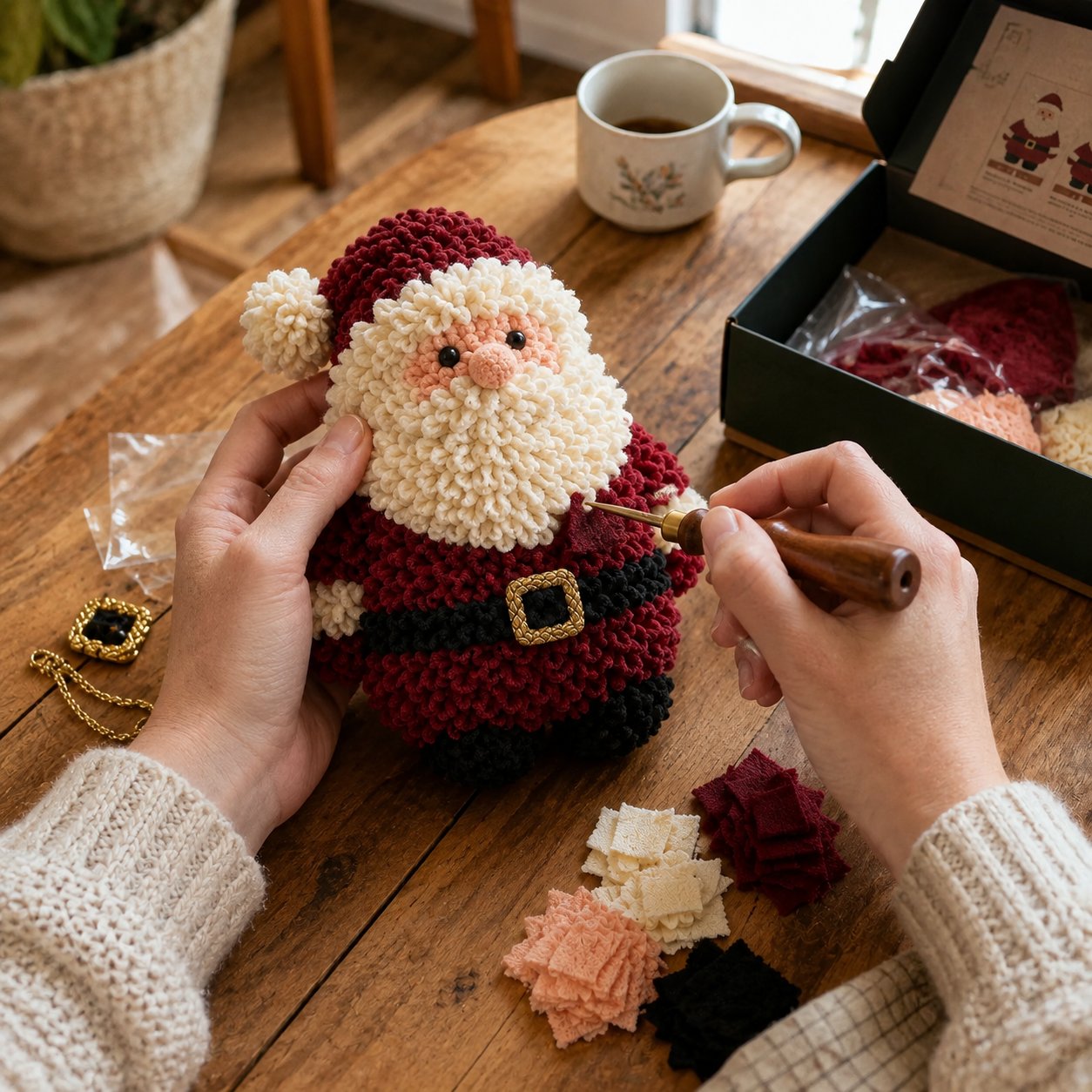 🎄Beginner-Friendly 3D Fabric Poke Christmas Ornament DIY Kit Collection | Complete Kit with Pre-Cut Fabrics, Stuffed Felt Base, Poking Tool & Step-by-Step Guide Included 💕