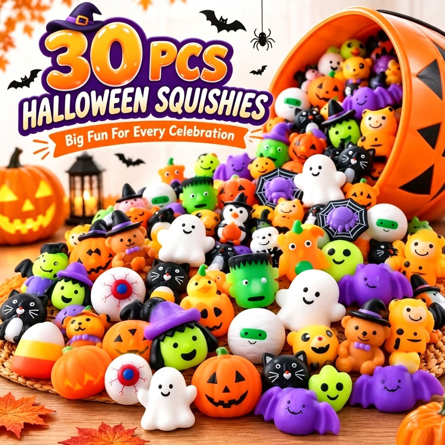 🎃 30PCS Halloween Mochi Squishy Toys