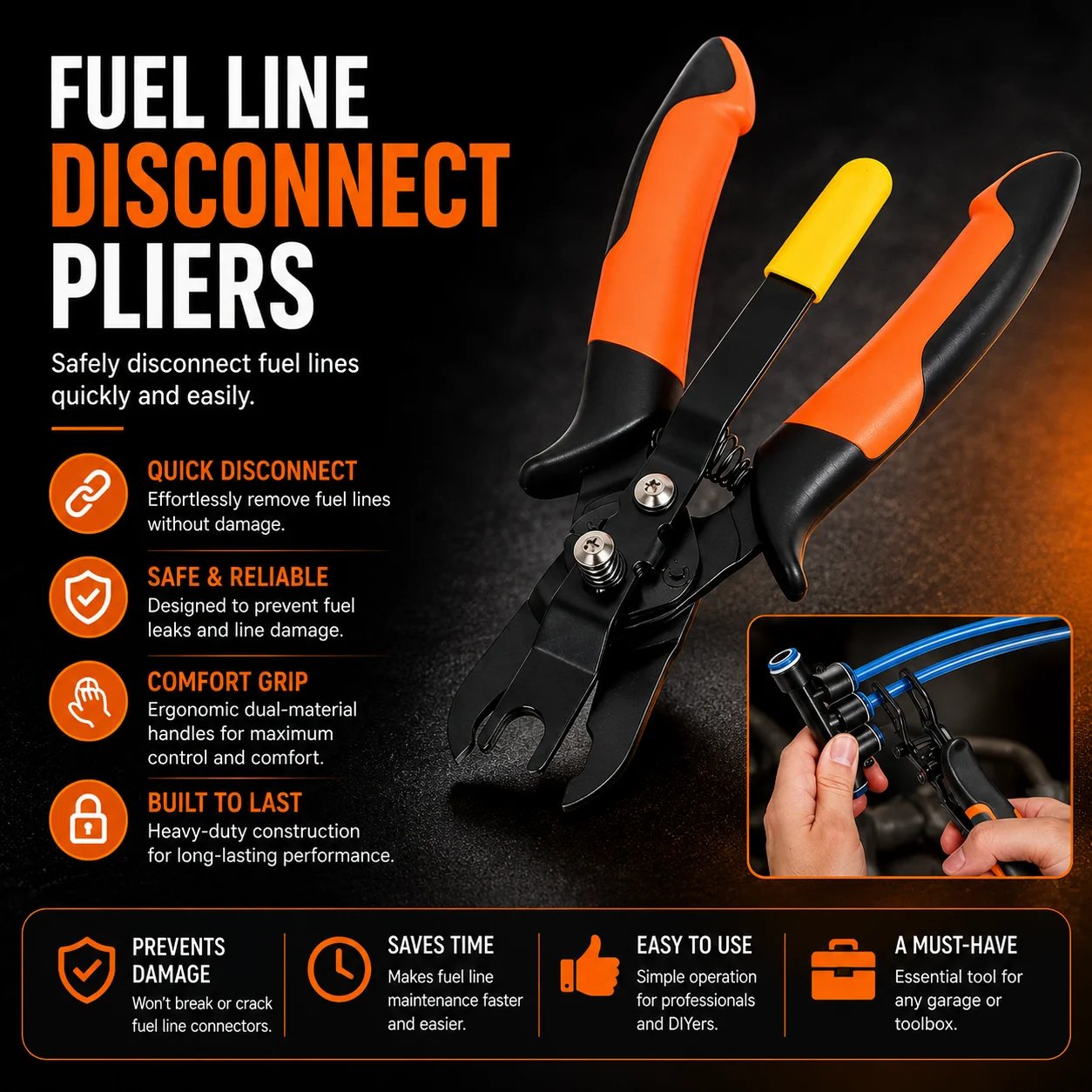 Heavy Duty Push-to-Connect Air Hose Connector Remover Pliers - 1-Hand Tool