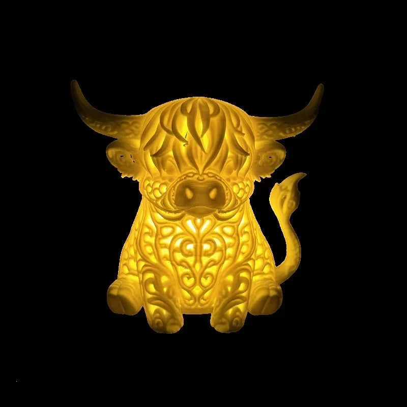 🐮 Highland Cow Tea Light Holder – Adorable Rustic Farmhouse Decor