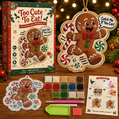 😂 Beginner-Friendly Funny Christmas Pearl Diamond Art Ornament DIY Kit | Complete Set with Printed Base, Pearl & Crystal Pieces, Tools, Hanging Cord & Instructions Included 💕