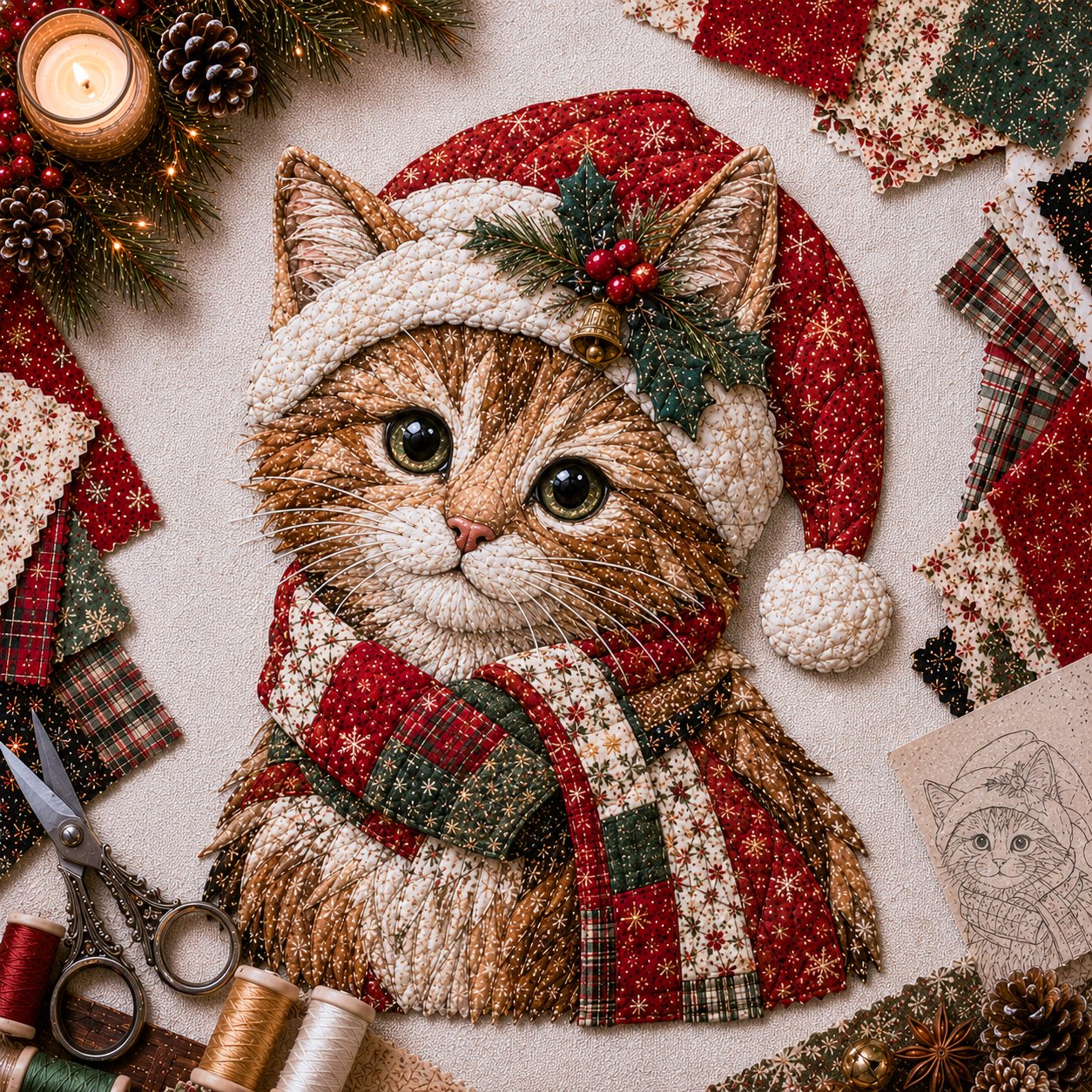 🎄🎅Christmas Patchwork Fabric DIY Decor Kit