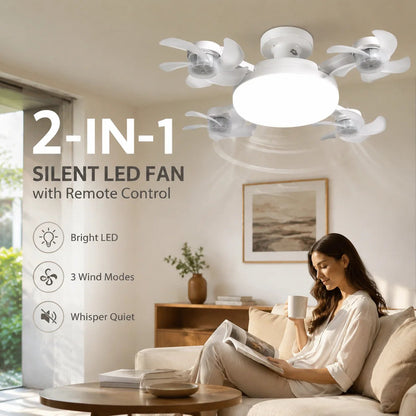 🌀New E27 Socket Ceiling Fan Light – 2‐in‐1 Silent LED Fan with Remote Control, Energy‐Saving Cooling & Lighting Combo for Home Bedroom