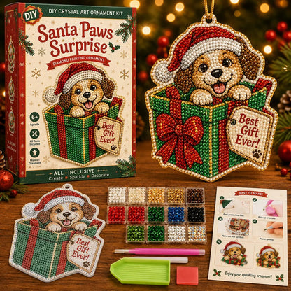 😂 Beginner-Friendly Funny Christmas Pearl Diamond Art Ornament DIY Kit | Complete Set with Printed Base, Pearl & Crystal Pieces, Tools, Hanging Cord & Instructions Included 💕
