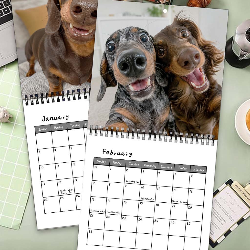 🌭🐶 2027 Sausage Dog Selfies Wall Calendar