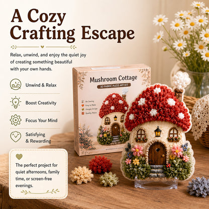 🔥🏡 Whimsical Village 3D Fabric Poke Art Kit, No-Sew Beginner DIY Craft, Screen-Free Relaxing Handmade Desktop Decoration & Family Bonding Activity Gift