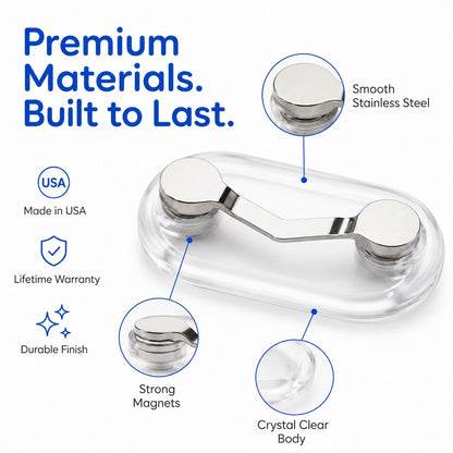 🧲 Magnetic Eyeglass Holder Clip, Universal Glasses Hanger for Readers, Blue Light Glasses & Sunglasses, No More Lost Eyewear