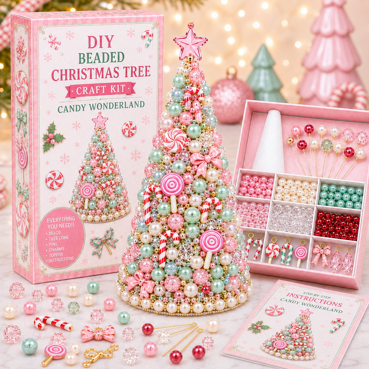 🎄✨ DIY Beaded Christmas Tree Craft Kit