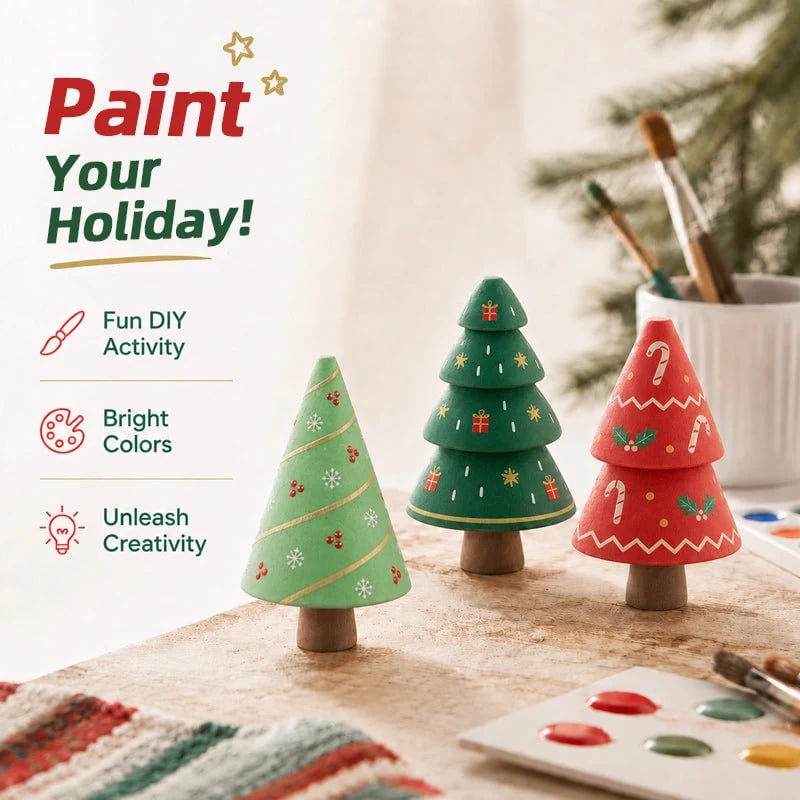 🎄🎨 DIY Wooden Christmas Tree Set — ✨ Color Your Christmas Your Way