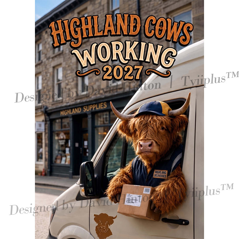 🐮 Highland Cows Working 2027 Calendar