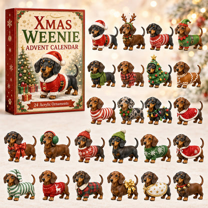 Xmas Weenie Advent Calendar 2026 – 24-Day Acrylic Charm Blind Box Countdown – Gift for Dachshund Lovers