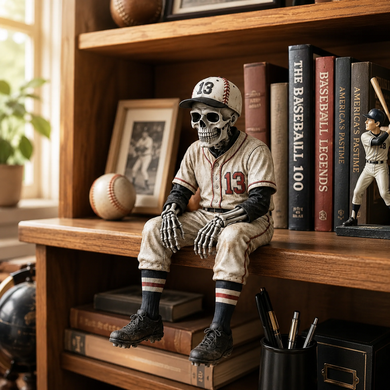 ⚾ Baseball Skeleton Shelf Sitter