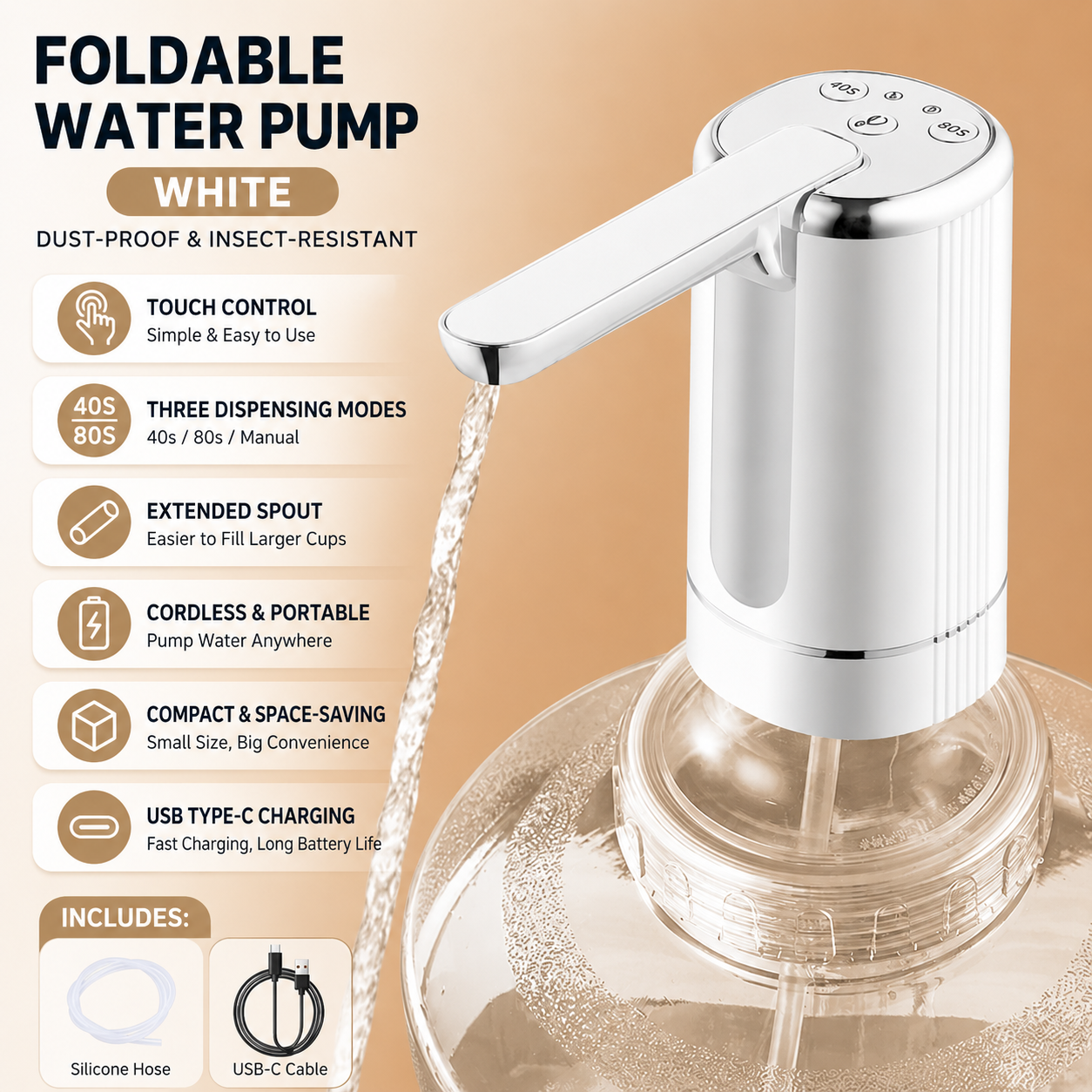 Tyiiplus™ Cordless USB-C Water Bottle Pump