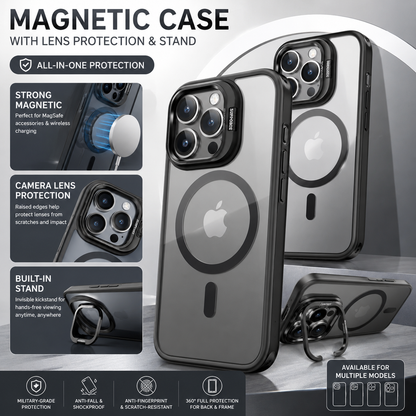 TYIIPLUS™ Magnetic Phone Case with Camera Protection & Built-In Stand