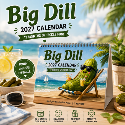Big Dill™ 2027 Funny Pickle Desk Calendar | Original Artwork by Isabel Kline | TYIIPLUS™
