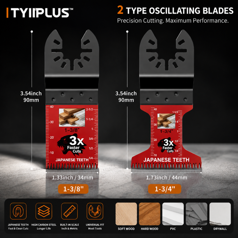 TYIIPLUS™ 10PCS Professional Japanese Teeth Oscillating Multi Tool Saw Blade Set – Universal Fast Cutting Blades for Wood, PVC & Plastic