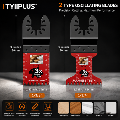 TYIIPLUS™ 10PCS Professional Japanese Teeth Oscillating Multi Tool Saw Blade Set – Universal Fast Cutting Blades for Wood, PVC & Plastic