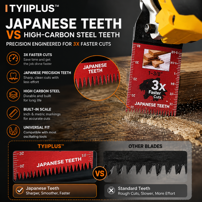 TYIIPLUS™ 10PCS Professional Japanese Teeth Oscillating Multi Tool Saw Blade Set – Universal Fast Cutting Blades for Wood, PVC & Plastic