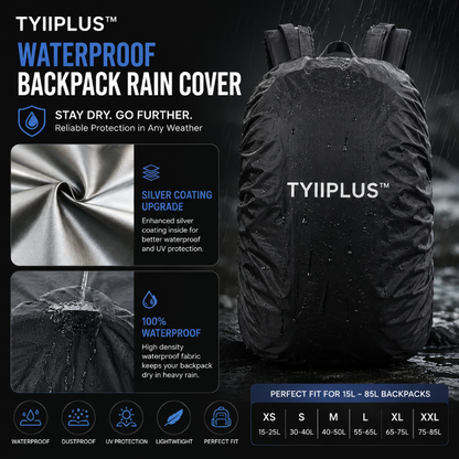TYIIPLUS™ Waterproof Backpack Rain Cover – Lightweight Anti-Slip Rain & Dust Cover for Hiking, Camping & Travel (15–85L)