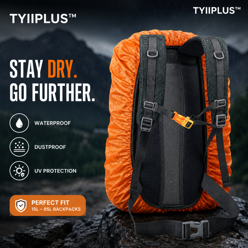 TYIIPLUS™ Waterproof Backpack Rain Cover – Lightweight Anti-Slip Rain & Dust Cover for Hiking, Camping & Travel (15–85L)
