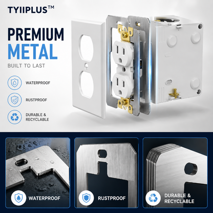 TYIIPLUS™ Wall Plate Spacers for Electrical Outlets – Heavy-Duty Metal Outlet Leveling Plates for Loose, Recessed & Crooked Boxes