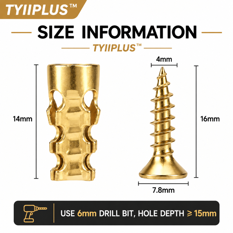 TYIIPLUS™ 6×14mm Door Hinge Thread Repair Screws – Short Expansion Wall Anchors for Cabinet, Tile & Wood Hinge Repair