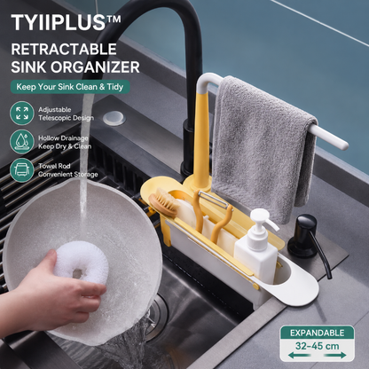 TYIIPLUS™ Retractable Sink Organizer – Adjustable Telescopic Kitchen Sink Caddy with Towel Holder