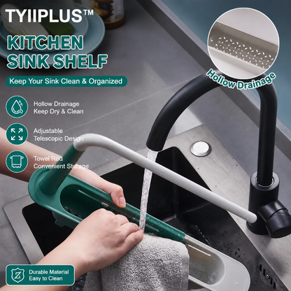 TYIIPLUS™ Retractable Sink Organizer – Adjustable Telescopic Kitchen Sink Caddy with Towel Holder