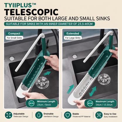 TYIIPLUS™ Retractable Sink Organizer – Adjustable Telescopic Kitchen Sink Caddy with Towel Holder