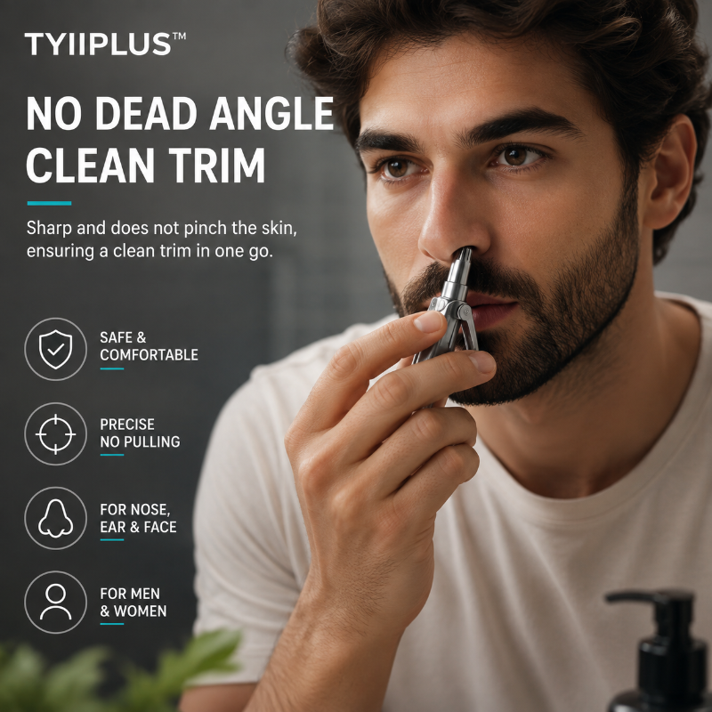 TYIIPLUS™ Manual Nose Hair Trimmer – Stainless Steel 360° Trimmer, Waterproof & No Battery Required