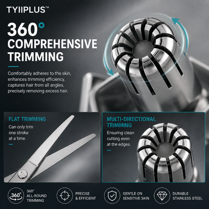 TYIIPLUS™ Manual Nose Hair Trimmer – Stainless Steel 360° Trimmer, Waterproof & No Battery Required