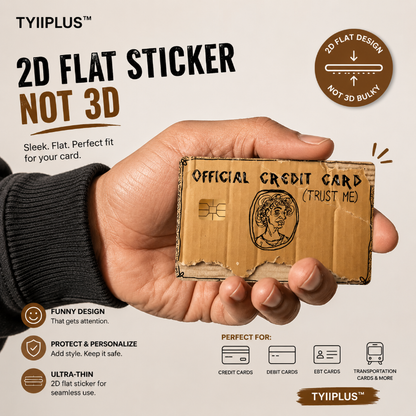 TYIIPLUS™ Funny “Trust Me” Credit Card Sticker – 2D Flat Design Card Skin for Credit, Debit, EBT & Transportation Cards