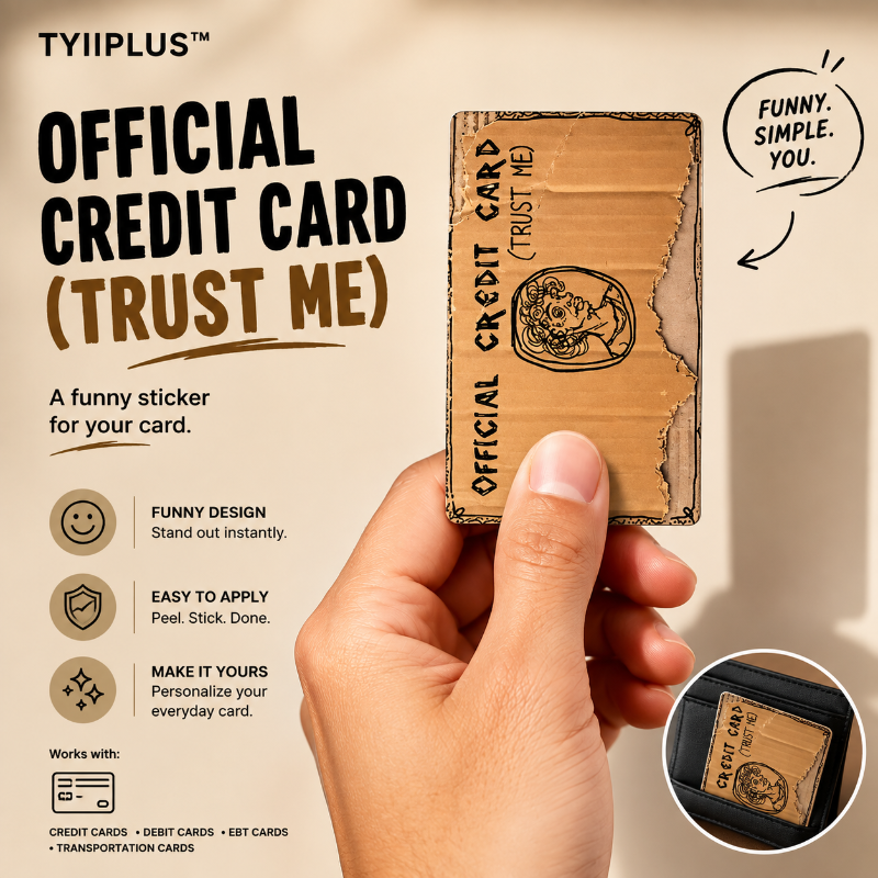 TYIIPLUS™ Funny “Trust Me” Credit Card Sticker – 2D Flat Design Card Skin for Credit, Debit, EBT & Transportation Cards